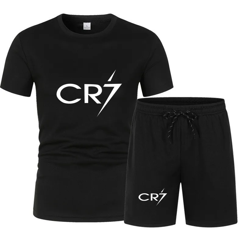Mens Sets 2024 Summer Suit CR7 T Shirts and Shorts Fashion Football Basketball Jogging Fitness Gym Outfit Clothes Short Set Men 3