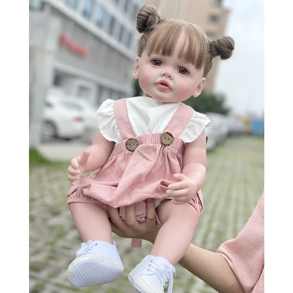 

55CM Painted Finished Regenerated Toddler Doll Full Body Soft Silicone Vinyl Betty 3D Skin Visible Veins