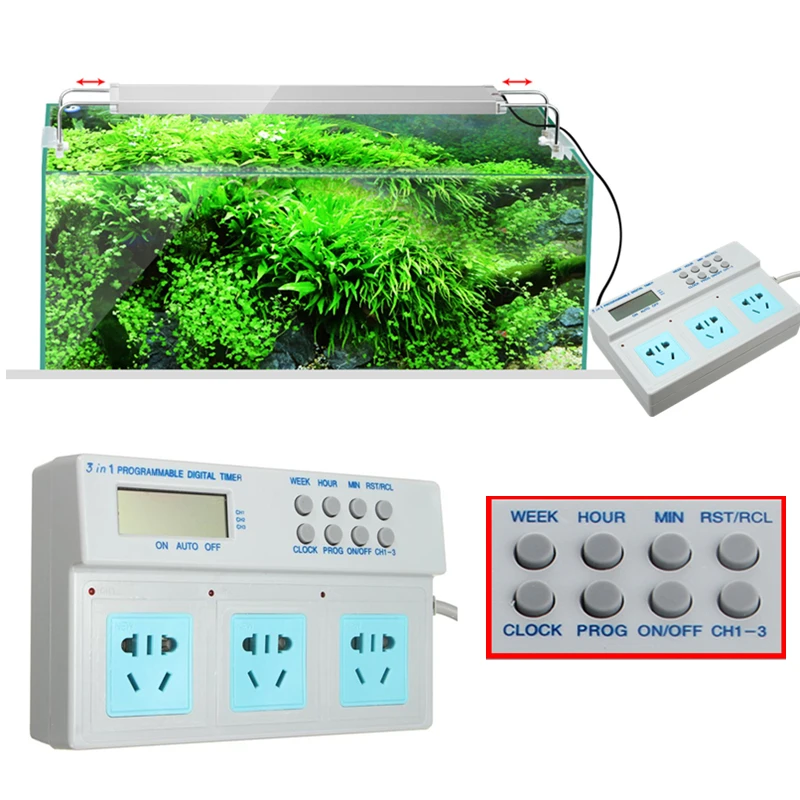 Professional 3 In 1 Automatic Lcd Digital Timer Socket Fish Tank Device