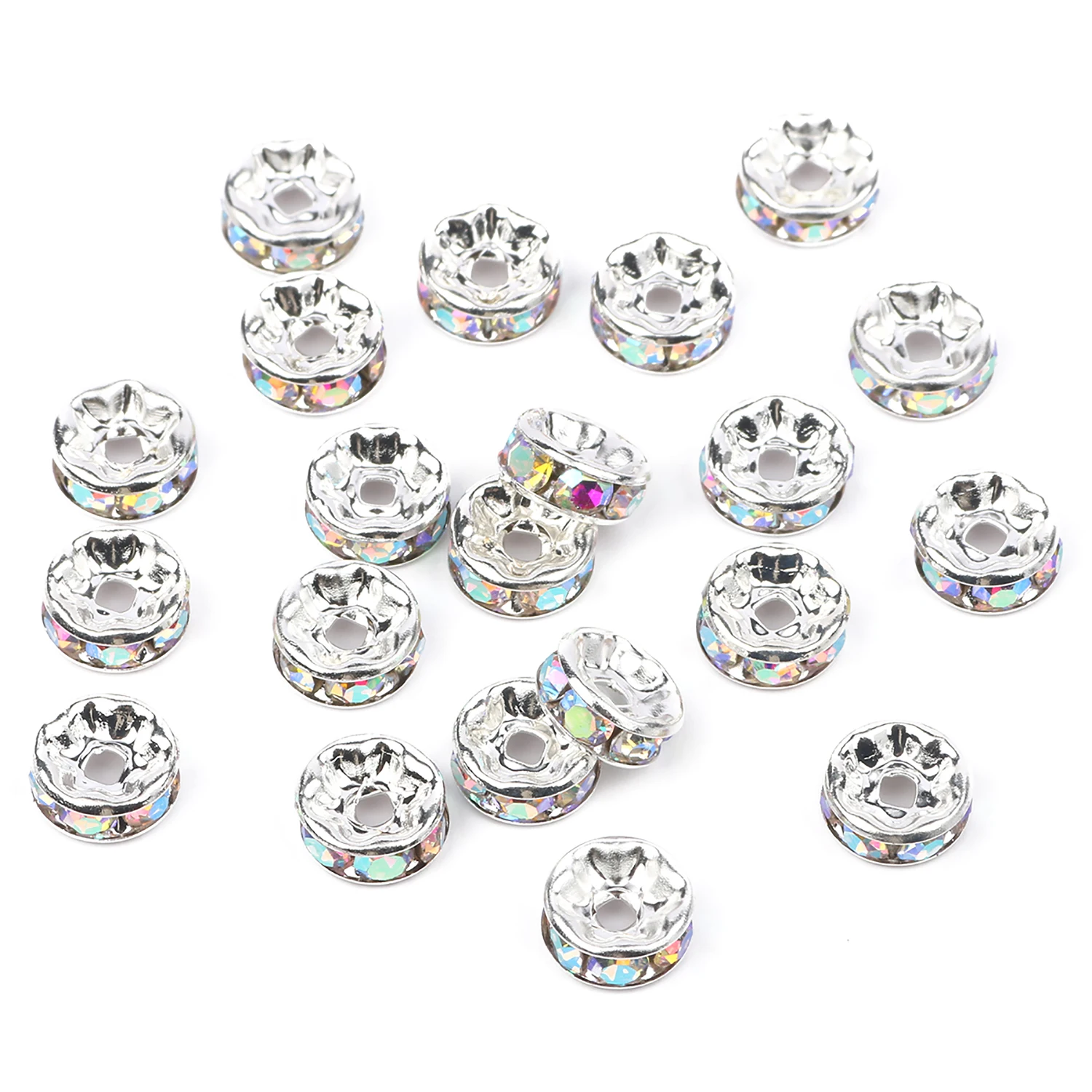 100pcs Lots Shiny Crystal Rhinestone Spacer Beads Spacer Jewelry Making DIY 6mm 