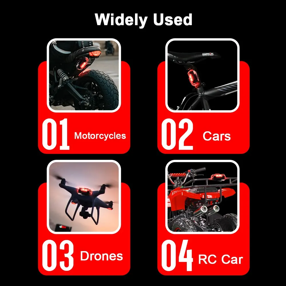1Pc Universal Led Aircraft Strobe Lights Motorcycle Anti Collision Warning Light with USB Charging 7Colors Turn Signal Indicator