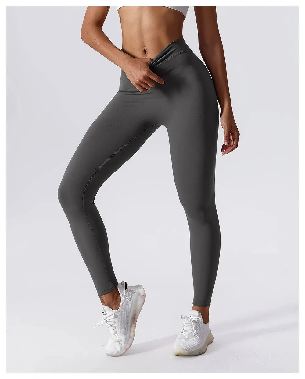 Pantaloni da yoga Indietro V-Cintura Fitness Hip Lift Miele Pesca Collant sportivi per anca Nessun imbarazzo Filo Ordito Pantaloni lunghi per anca - immagine 3