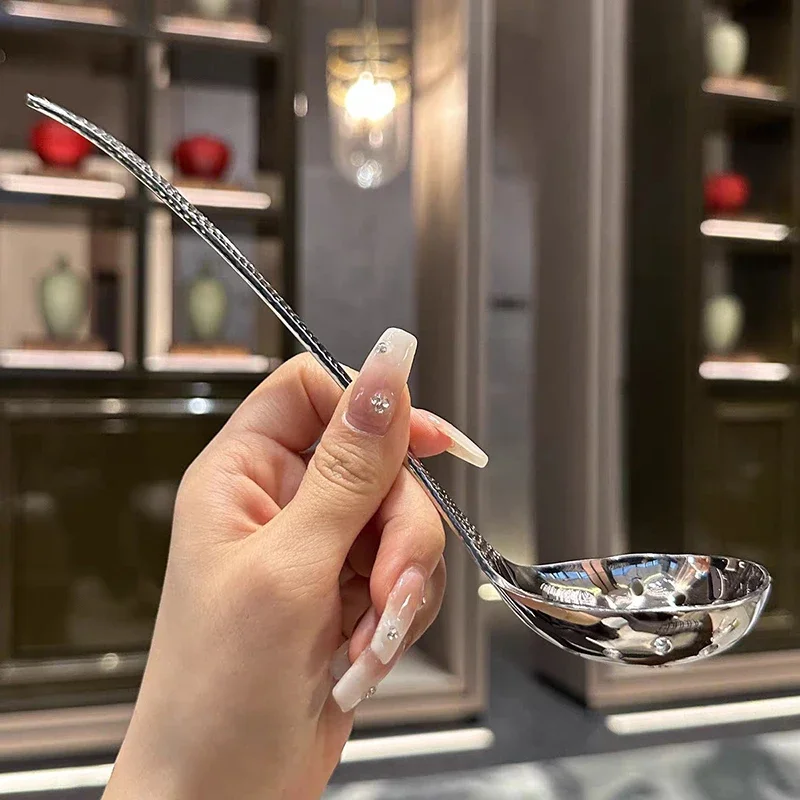 Stainless Steel Soup Spoon Deepen Large Capacity Spoon Silver Mirror Polished Flatware Soup Rice Home Kitchen Tableware