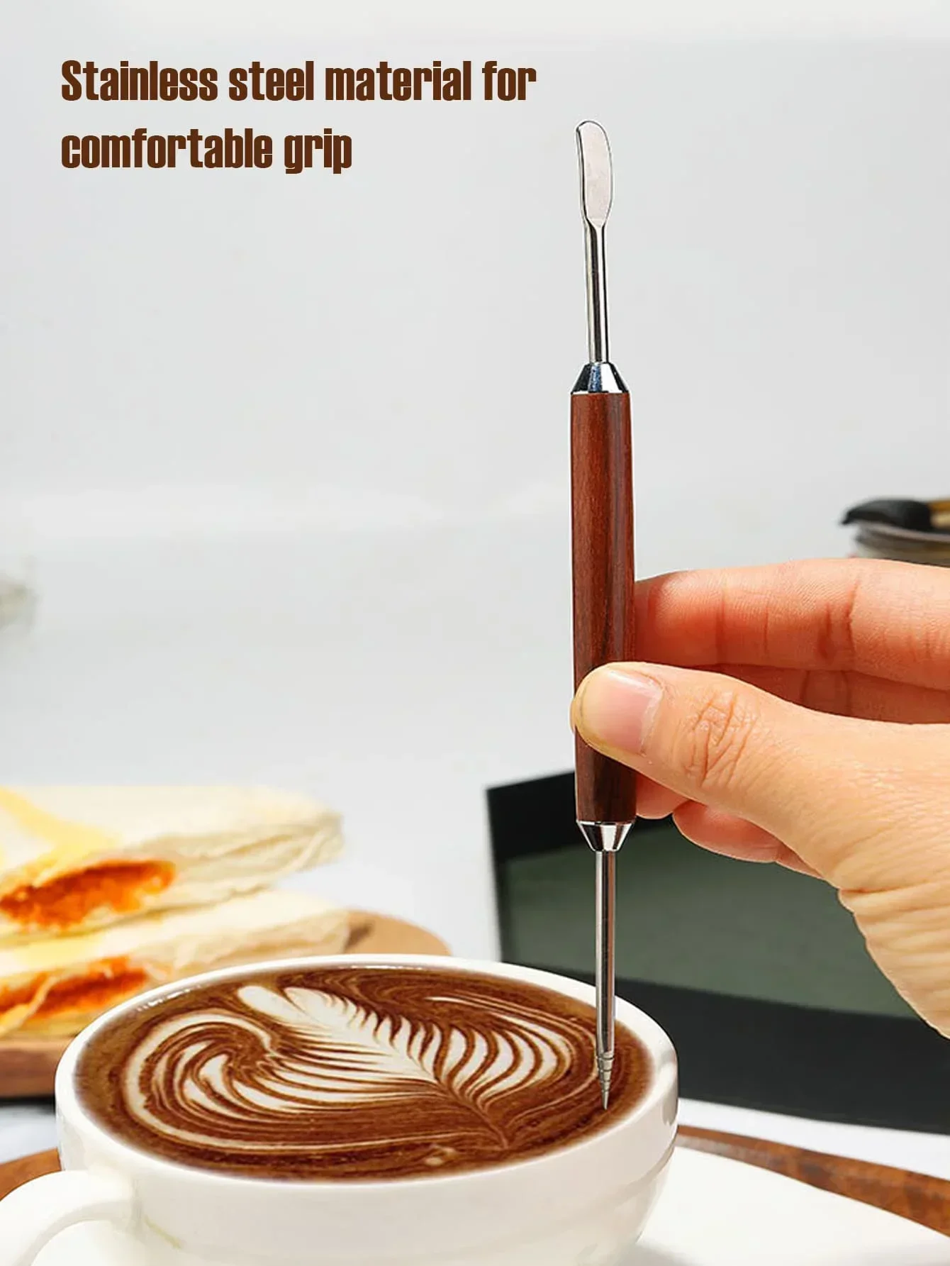 قلم فن قهوة لاتيه ابرة ستانلس ستيل