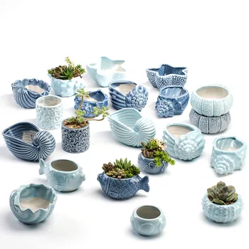 Blue Fish Porcelain Flowerpot 1
