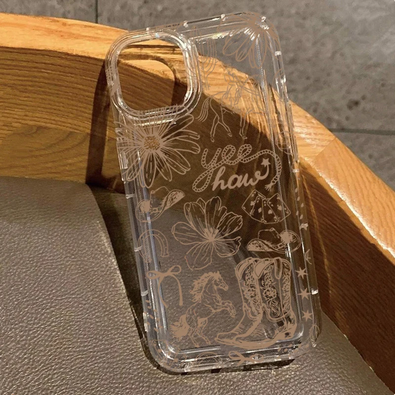 Western Boot Pattern Bowknot Soft Phone Case Cover