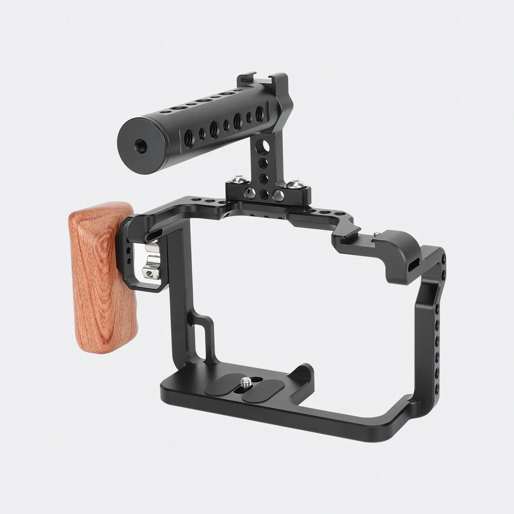 Full Camera Cage With Aluminum Top Cheese Handle & Left Wooden Handle Grip & Sho