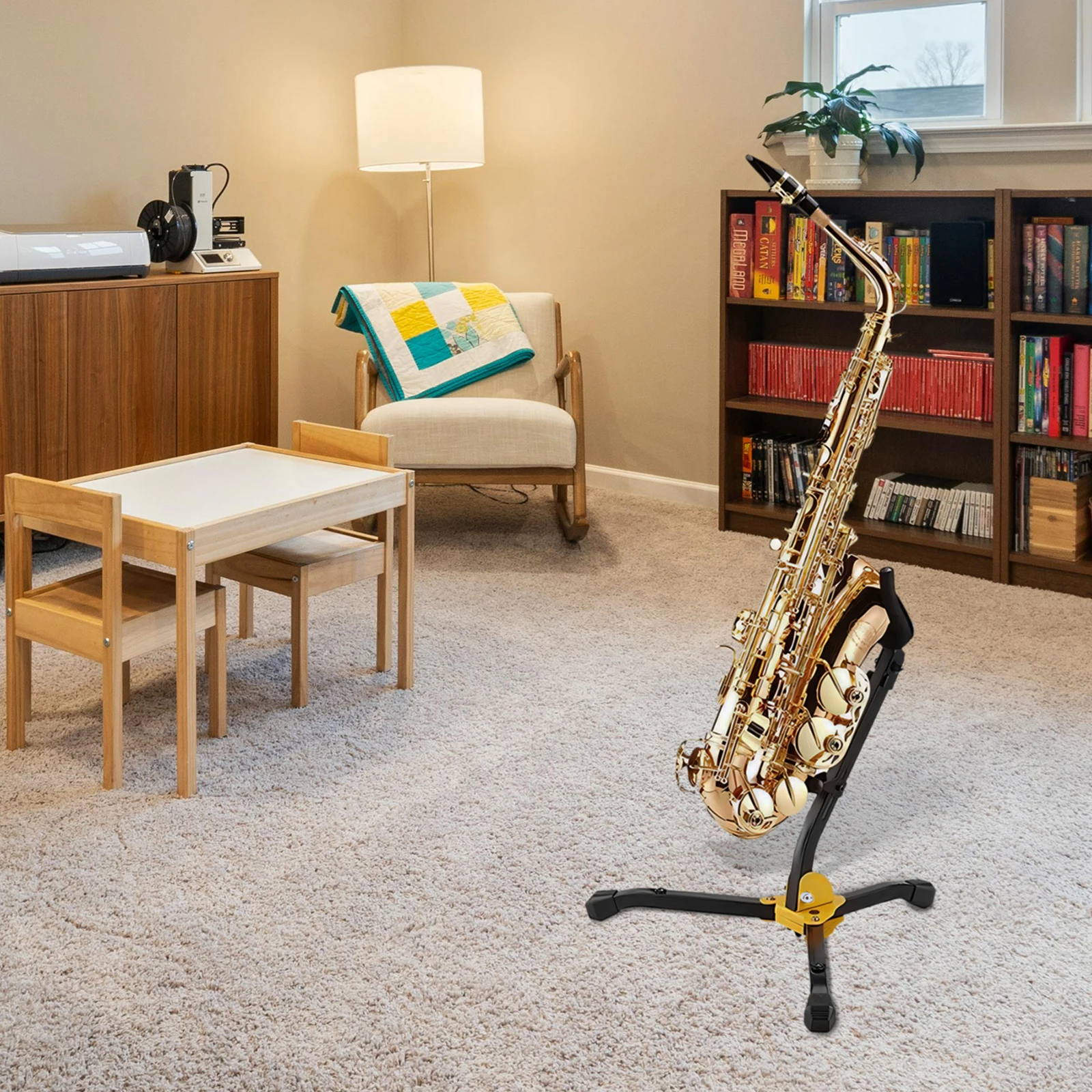 Saxophone Stand Alto Tenor Saxophone Stand Metal Foldable Sax Holder Saxophone Stand Tripod Musical Instrument Accessories