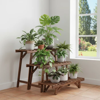 Set of 3 Wood Plant Stand 1