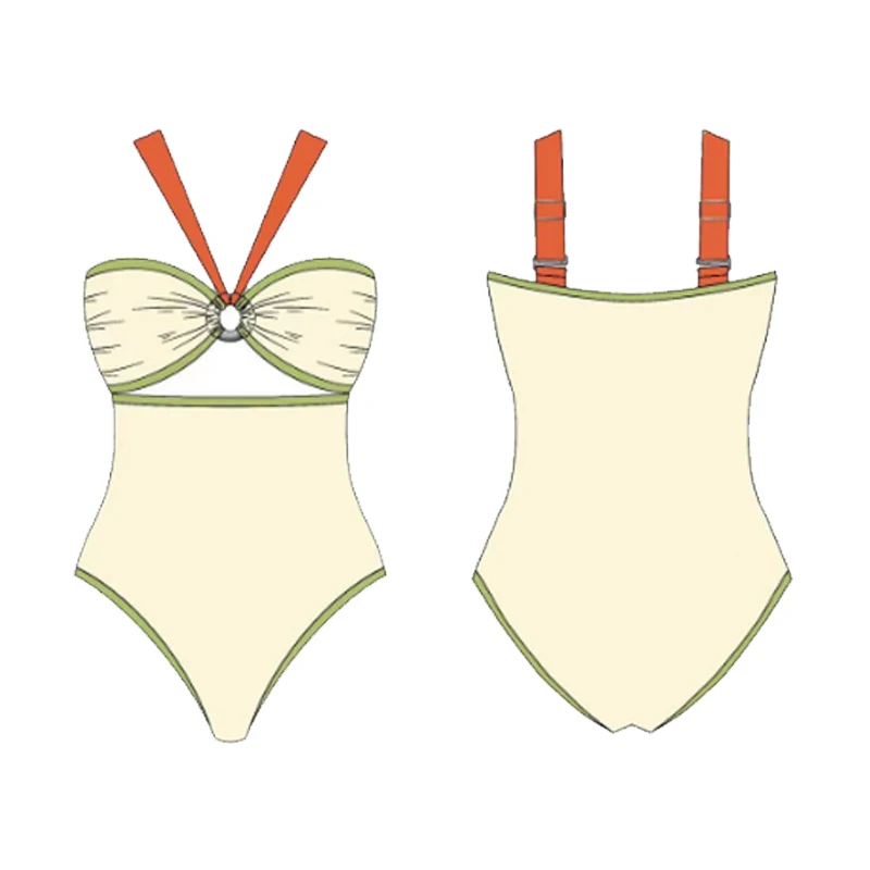 

Women's Swimsuit One Piece Swimwear Yellow Push Up Halter Bathing Suits Female Swimwear Bodysuit Summer Beachwear