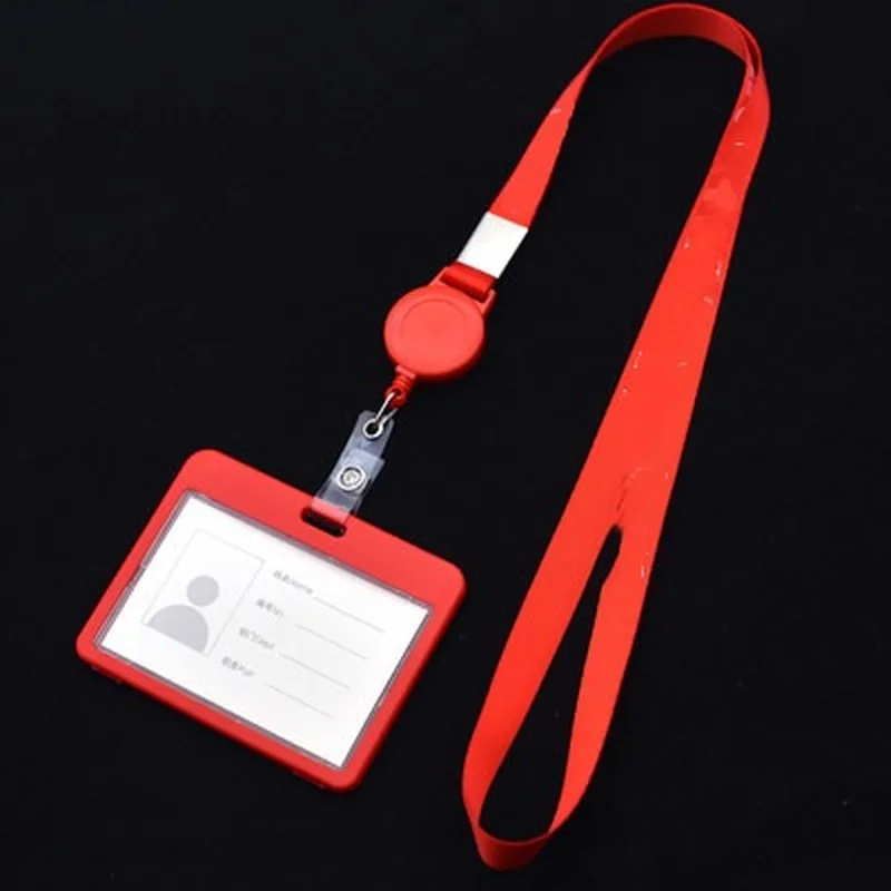 

Factory Company Staff Badge Work Card Holder Employee's Chest Tag Card Case Pass Bus Card Sleeve ID Badge Bumper with Lanyard