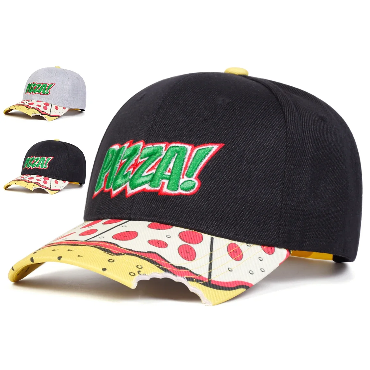 Unisex-Baseballkappen mit PIZZA-Buchstaben-Stickerei, verstellbar, für den Frühling und Herbst, lässiger Sonnenschutzhut