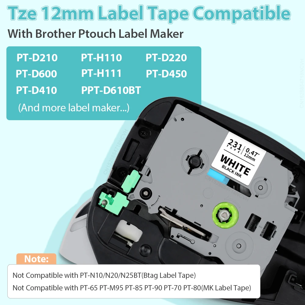 Versatile Laminated Label Tape for Brother P-touch Label Printer