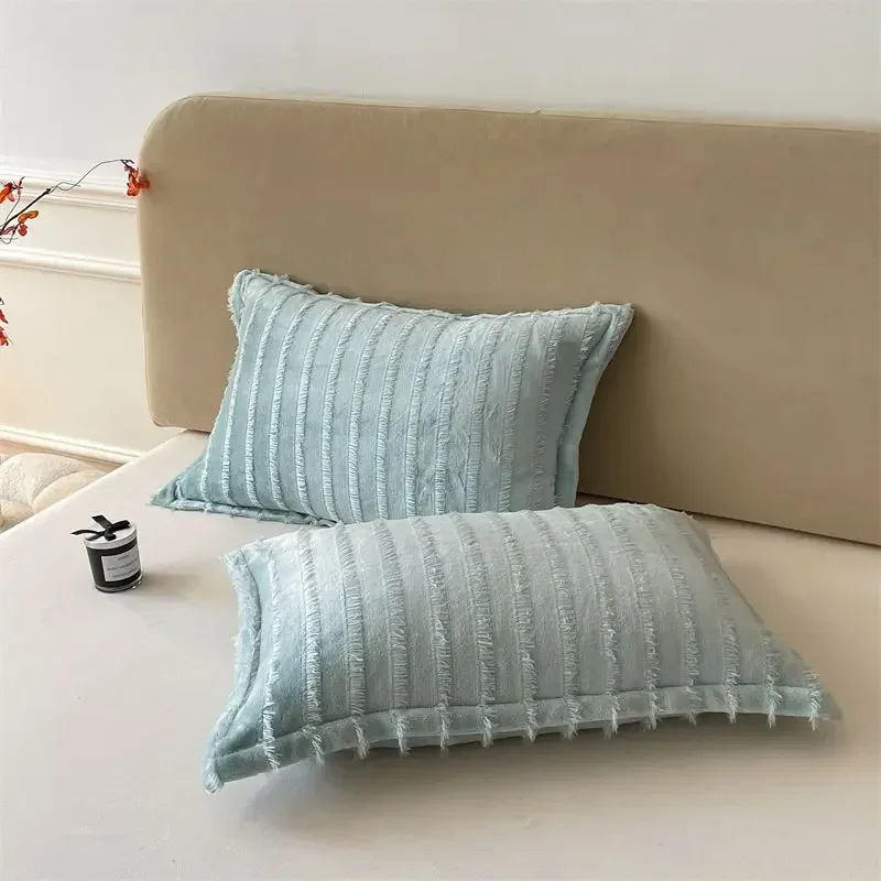 

Thickened Tassel Pillowcases Single Pillow Core Inner Liner Cover Solid Color Pillows Cover Milk Coral Velvet Pillowcase