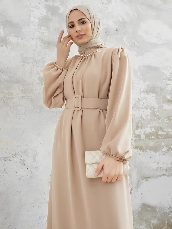 Abaya Donna Elegante Lunga – Abito Islamico Jilbab Con Maniche Lunghe, Copertura Completa, Per Preghiera E Ramadan - 4