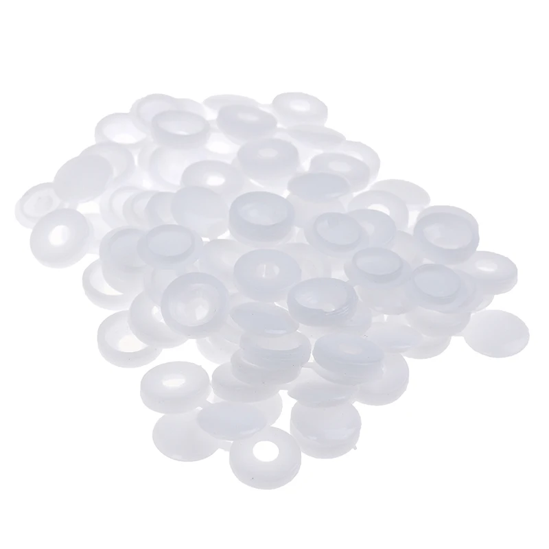 50pcs Car White Hinged Cover Cap Number Plate Fitting Fixing Self Tapping Screw For License Plate