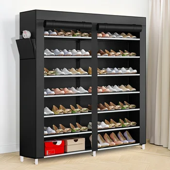 6-Layer Double Row Shoe Rack with Dust Cover 1