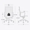 Ribbed Office Chair Meeting Chairs Mid Back Top Black Grain Leather Desk Chair Swivel Chair Adjustable Ergonomic Computer Chairs 3