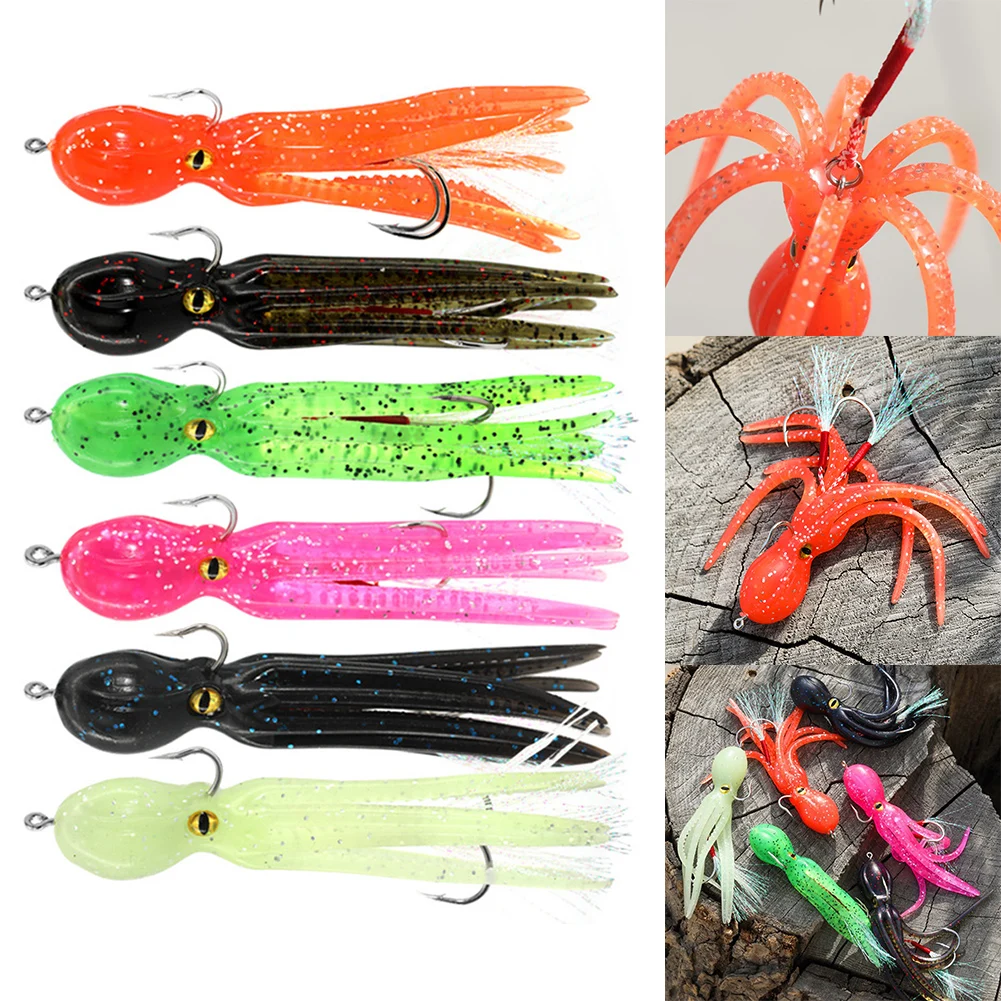 

Fishing Octopus Swimbait Soft TPE 1 Pcs 11cm 22g Artificial Lifelike Loops Orange/Grey/Green/Pink/Black Reusable