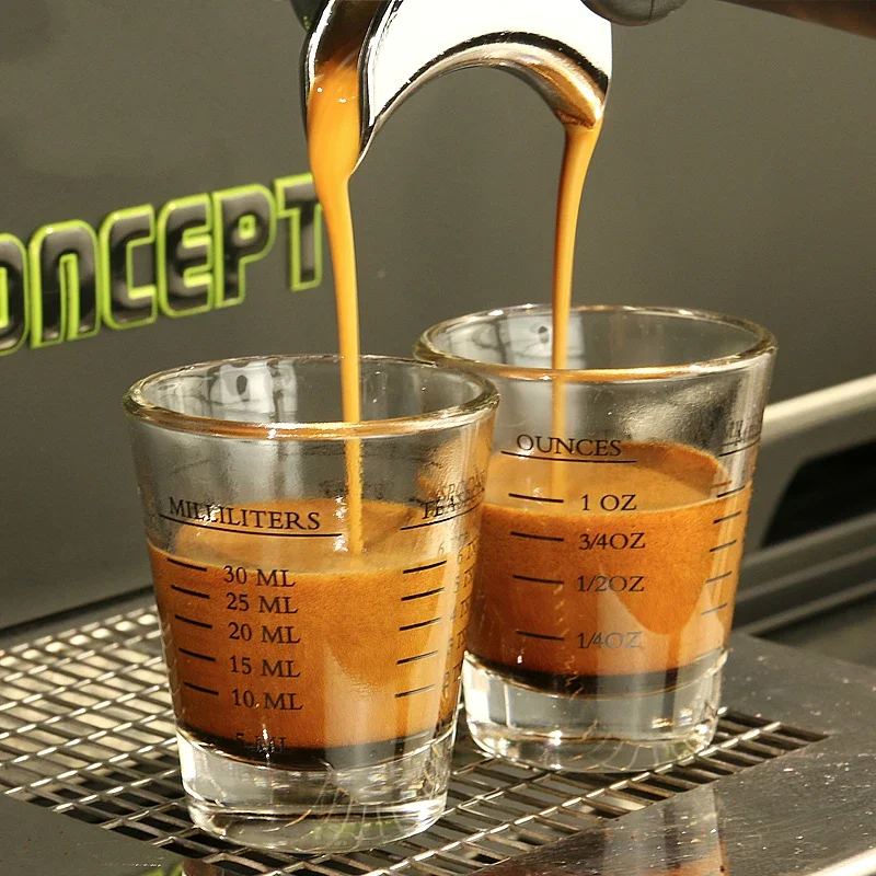 Espresso Mini Glass with Graduated Measuring Cup, Espresso Extractor, Modern, Simple, Household, Kitchen, Round, Thickened Ounce