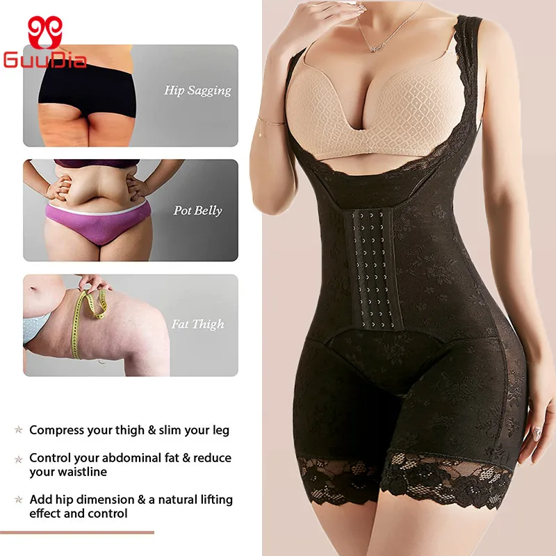 GUUDIA Women Full Body Shaper Open-Bust Slimmer Seamless Tummy Control Shapewear Bodysuit Tummy Control Butt Lifter Bodysuits