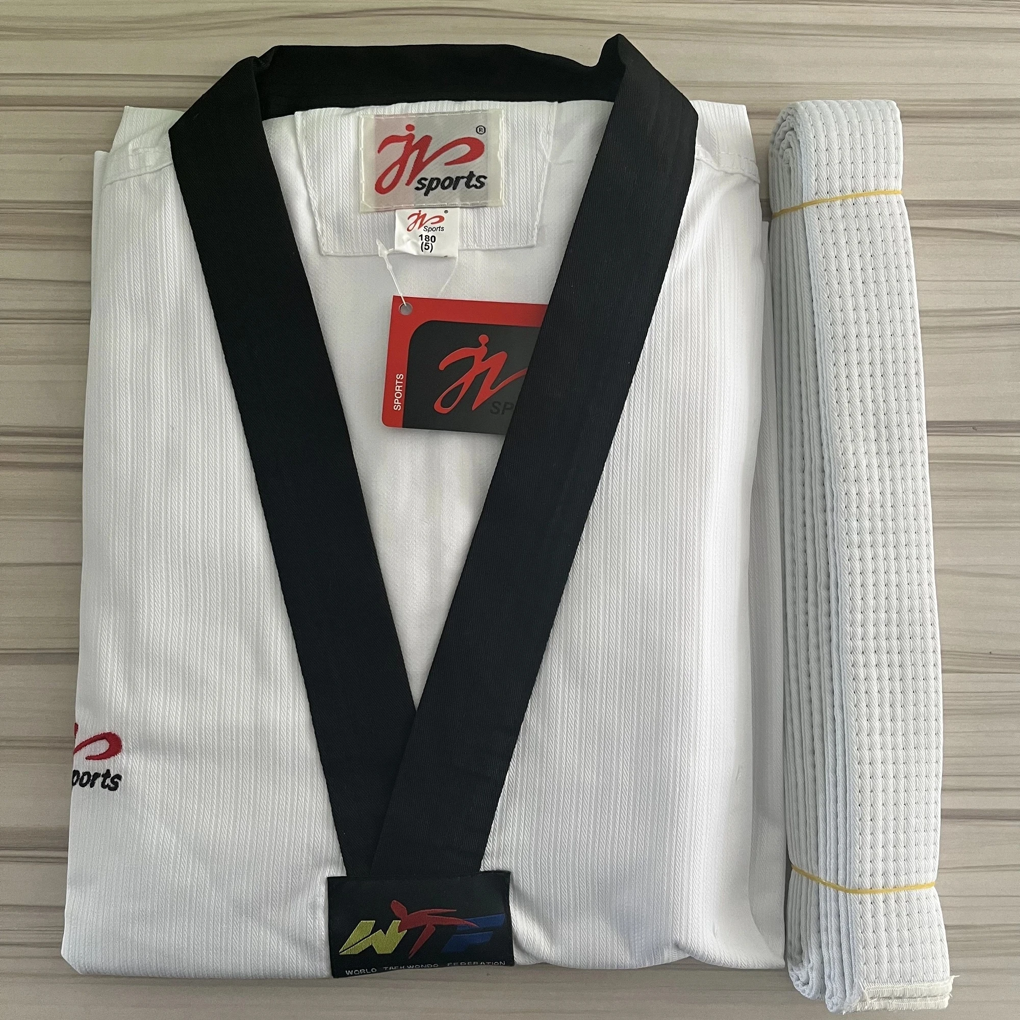 2023 TKD Clothing White Taekwondo Uniforms WTF Karate Judo Dobok Clothes Children Adult Unisex Long Sleeve With White Belt