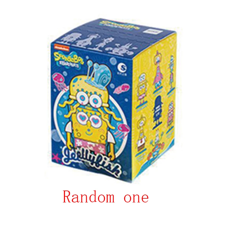 SpongeBob Jellyfish Series Character Cartoon Blind Box Toy Block Splice 1/72 Drawing Rare Style Children's Christmas Toys Gifts