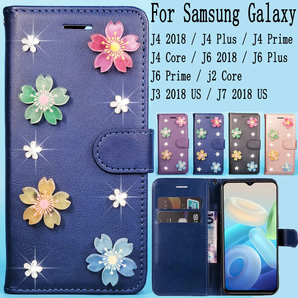 Cover Per Cellulare Sunjolly Per Samsung Galaxy J4 J6 Plus Prime Core 2018 , J2 Core,J3 J7 2018 Custodia Cover Coque Flip