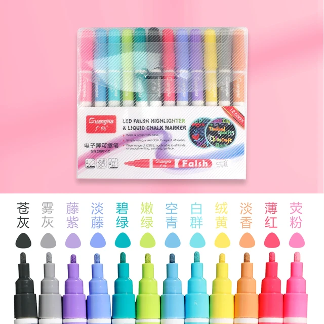 1pc 12pcs/set Liquid Chalk With 12 Colors Led Drawing Board Pen Acrylic  Panel Kids Erasable Watercolor Marker