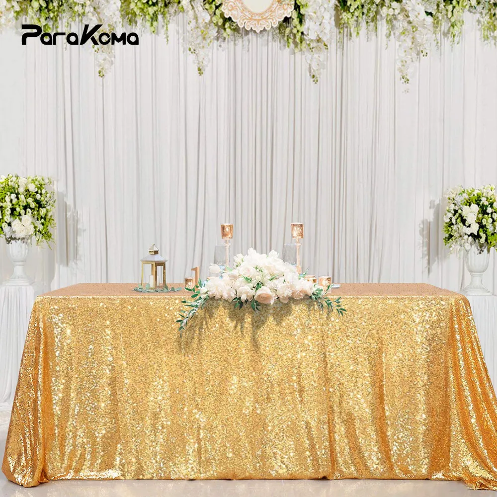 

Gold Sequin Tablecloth Glitter Sparkly Fabric Table Cloth Cover for Wedding Decor Christmas Party Dinning Table Decoration