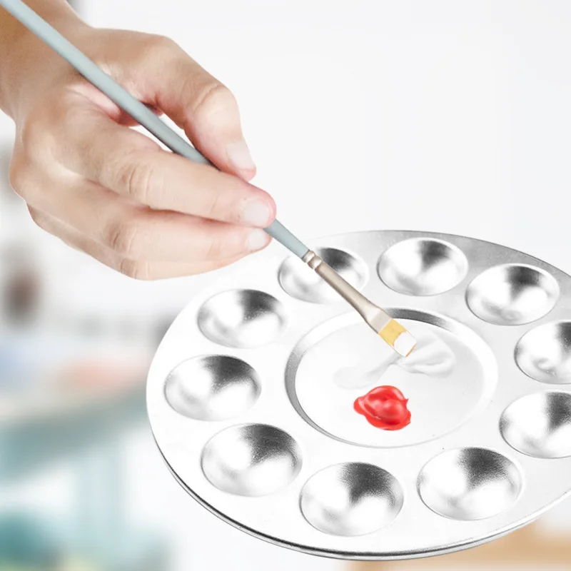Paint Tray 12 Wells Aluminum Metal Mixing Paint Tray Rectangular Palette Easy to Clear for Artist Watercolors DIY Craft Art Painting