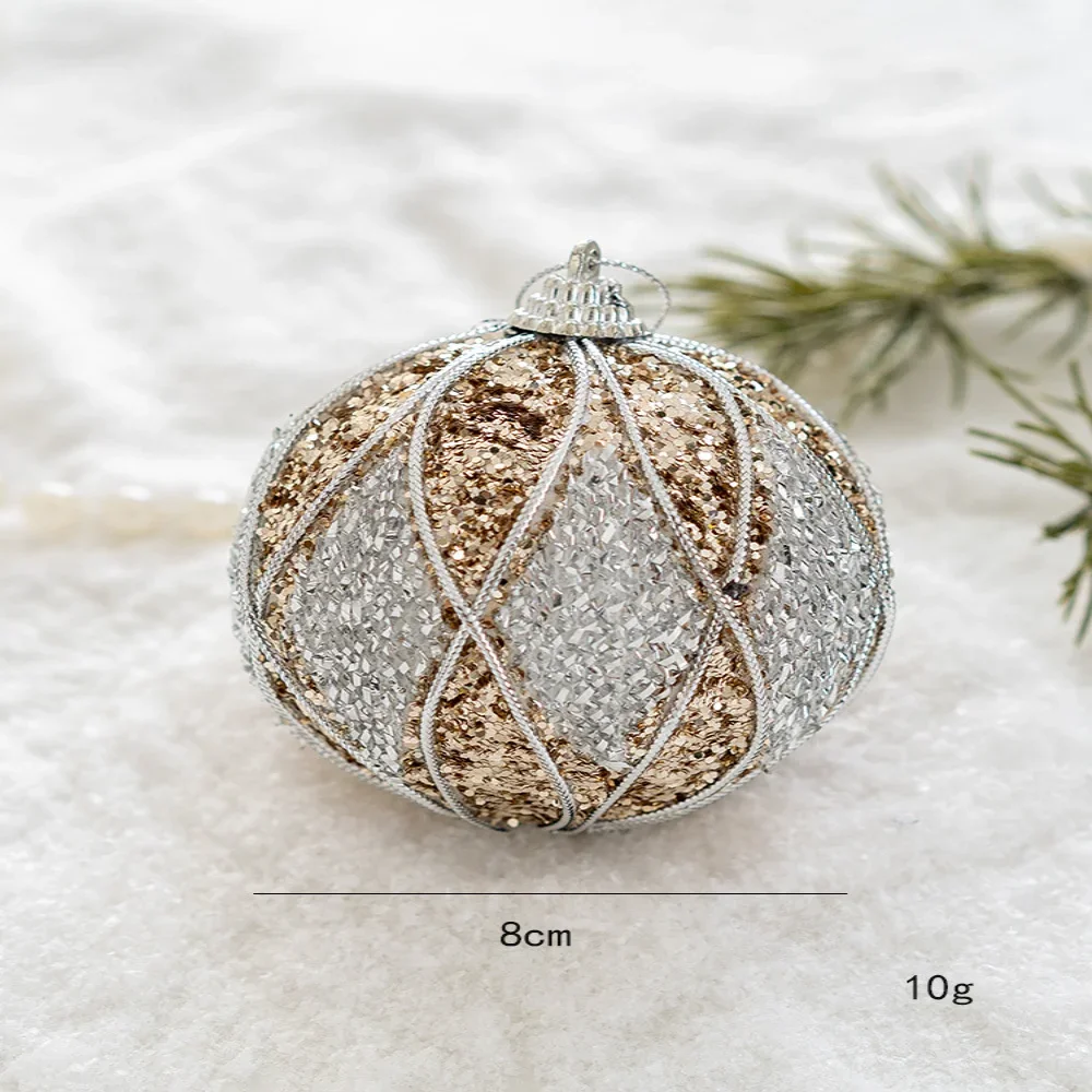 thumbnail image 1 of Adornos de bolas para árbol de Navidad, color champán y dorado, para colgar en el árbol de Navidad, bolas de purpurina y burbujas, decoración para fiestas de Año Nuevo en casa, 1 of 5