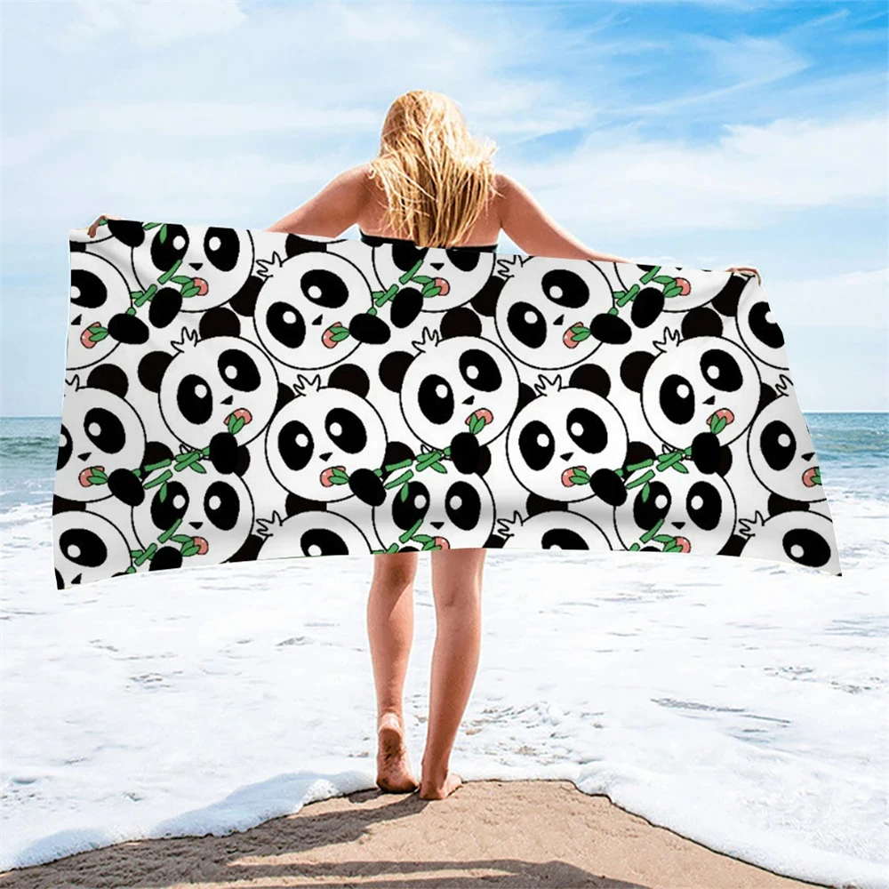 

Cute Cartoon Panda Beach Towel Quick Dry Microfiber Soft Absorbent Bath Towel Outdoor Travel Spa Swim Pool Towels for Adult Kids