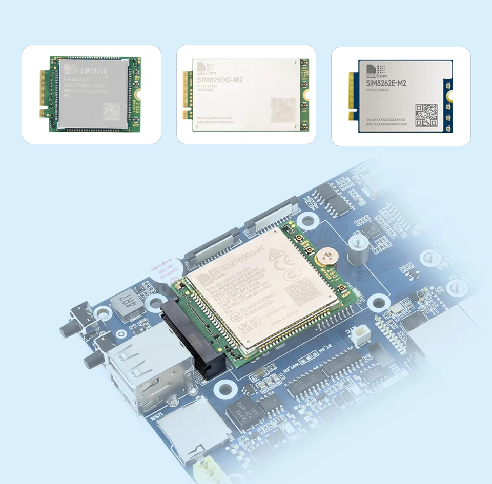 Gigabit/2.5G Dual Ethernet Industrial Computer For Raspberry Pi CM5, compatible with communication modules with M.2 B KEY interface