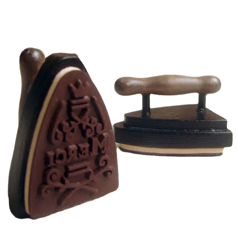 Wooden Stamp French Merci Iron Shape Stationery DIY Scrapbook Diary Decoration Rubber Handmade Craft Novelty