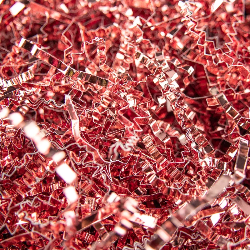 Radiant Rose Gold Metallic Glitter Raffia for Gift Box Filler and Craft Decor