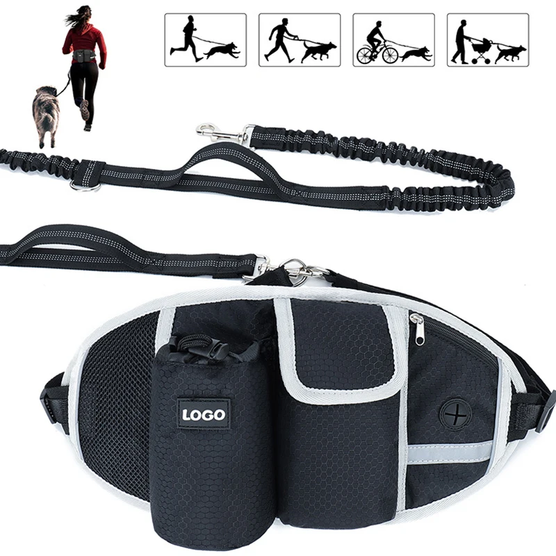 QUESHARK Customized Logo Multi-Functional Sports Running Fitness Training Dog Waist Bag Outdoor Pet Fanny Pack With Leash 4