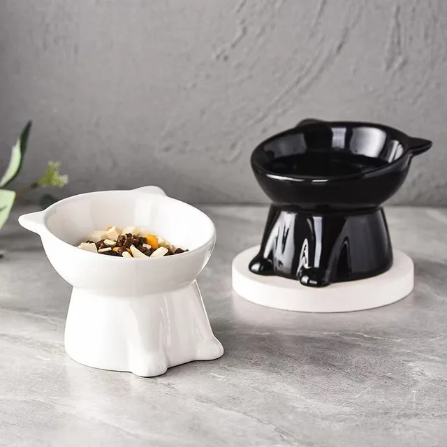 1pc Black White Cat Bowl Cat Bowl Pet Bowl Pet Supplies Plastic Cat Bowl Dog Bowl Cat and Dog Universal Pet Bowl Pet Accessories 4