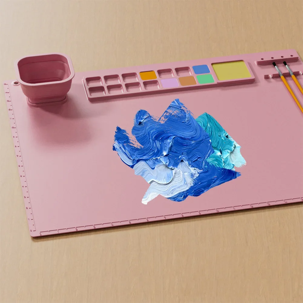 Durable Watercoloring Stamping Non-Stick Silicone Painting Mat For Painting Pigment Palette Ink Blending 50*40cm