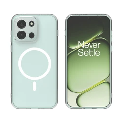 Magnetic Transparent Shockproof Bumper Case with Acrylic Protect Shell for OnePlus Nord 6 (Clear)