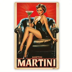 Vintage Martini Metal Wall Art Sign - Retro Style Decor for Home Bar or Man Cave, Unique Gift for Enthusiasts (Aluminum sign)