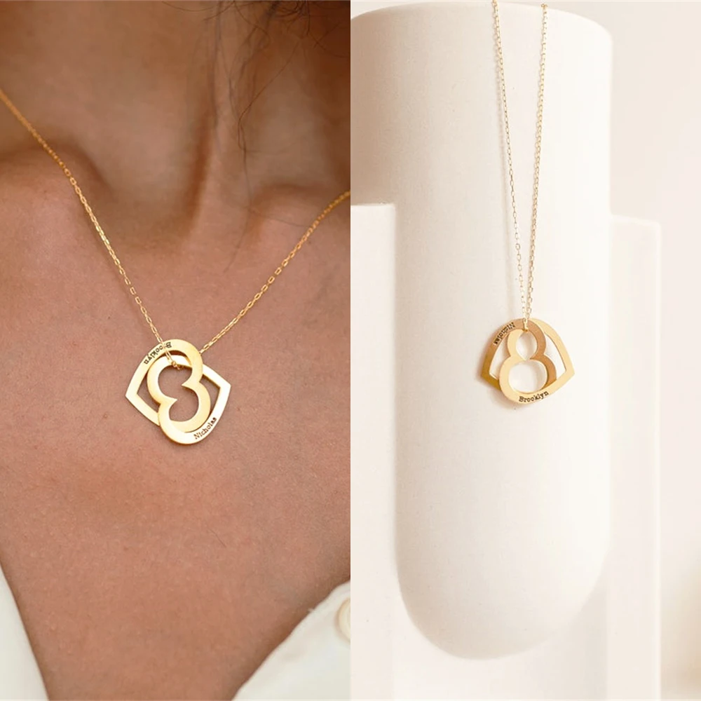 

New Custom Name Necklace Women Double Heart Pendant Stainless Steel Jewelry Gold Silver Cross Chain Necklace Gift for Girlfriend