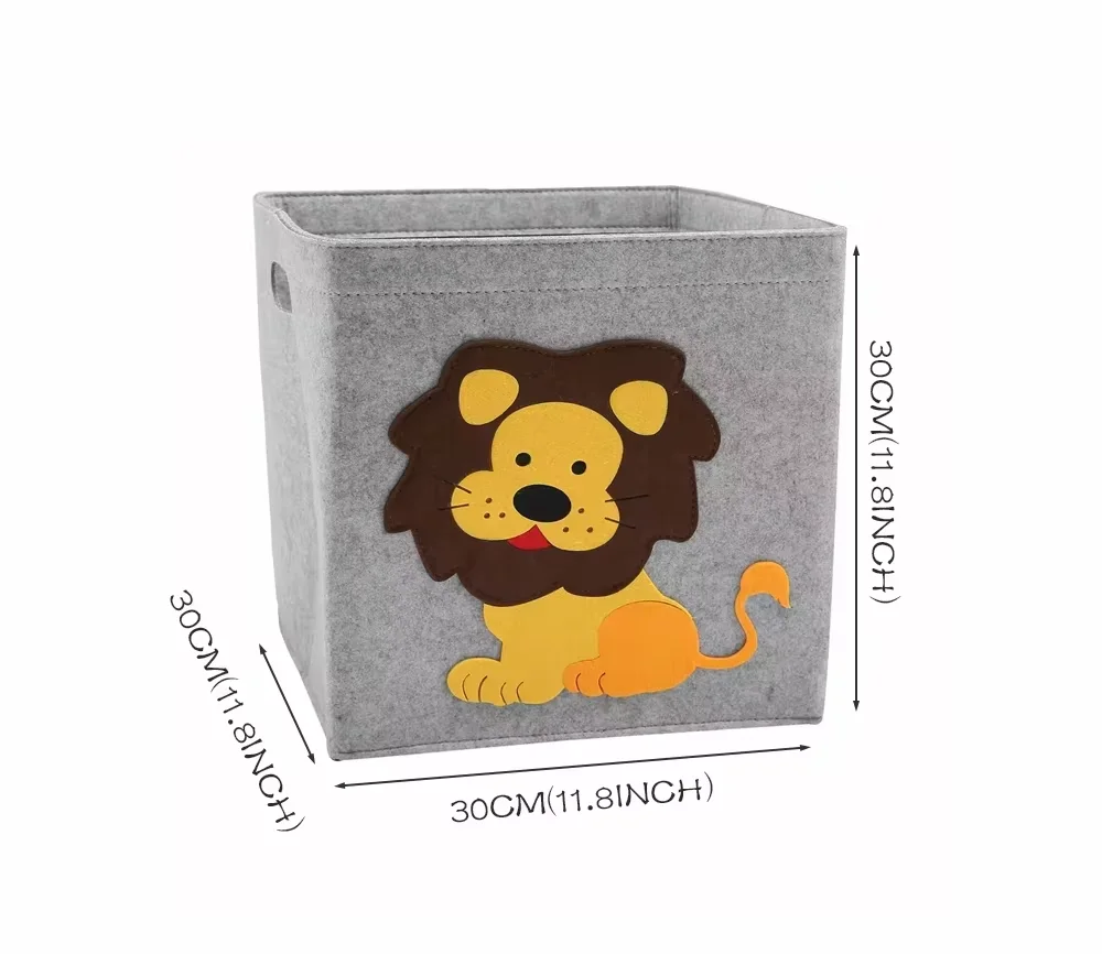 Cube Folding Toy Storage Box | Felt Fabric Basket for Cartoon Animal Nursery