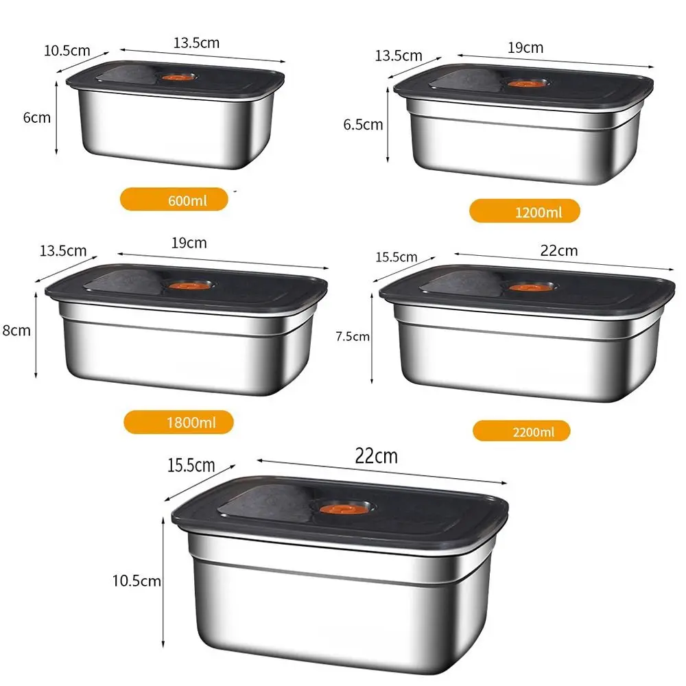 1PC Stainless Steel Camping Lunch Box Sealed Bento Box Microwave Suitable Refrigerator Freezer Storage Box Large Capacity