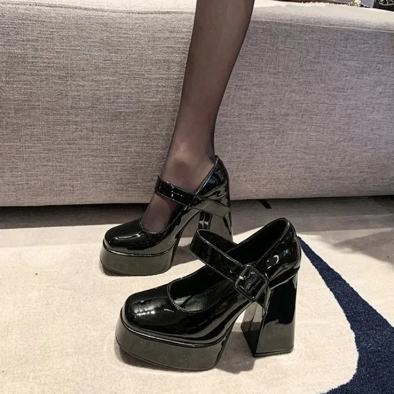 Women's Shoes 2024 Hot Sale Buckle Strap Women's High Heels Fashion Square Toe Dress Pumps Women Brand Solid Mary Jane Shoes 2
