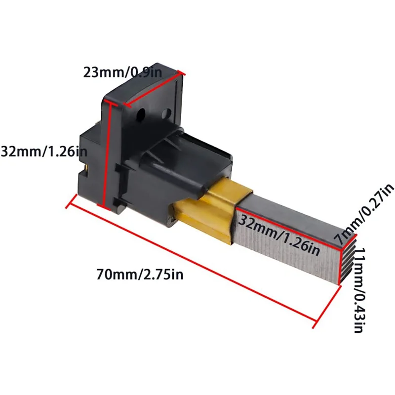 10Pcs Machine Carbon Brushes with Holders for Dyson DC05 DC07 DC08 Vacuum Cleaners Motor Carbon Brush 7X11X32mm
