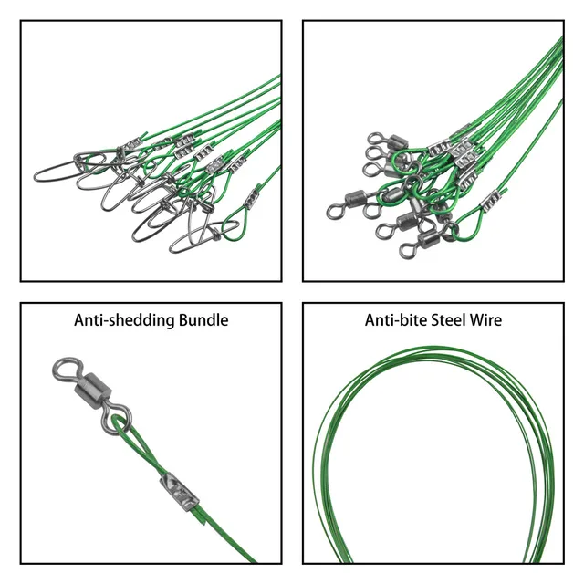 20Pcs 50CM 150LB Fishing Leaders Saltwater Big game Steel Fishing Wire Leader line with Swivels for Fishing tackle Accessories 4