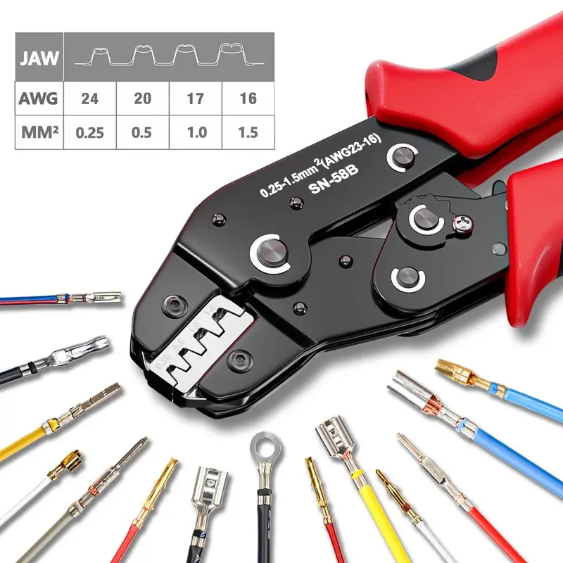 Ratcheting Crimping Tool Set For Dupont JST MOLEX Open Barrel,Dupont Molex JST TE Terminals & EPC PCIE SATA Pins SN-58B image 1