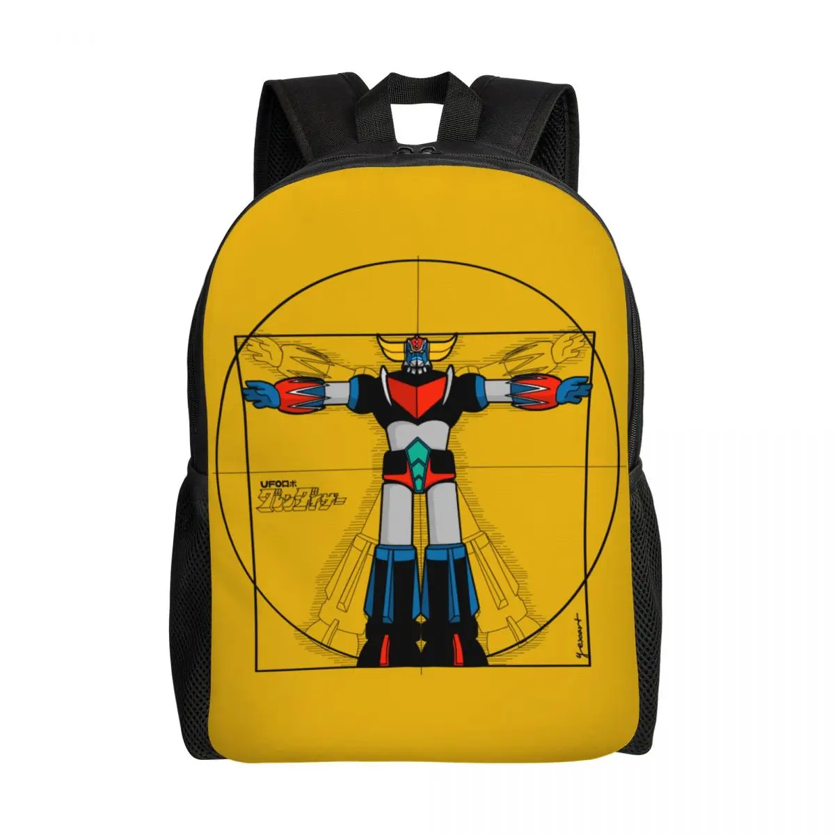

Customized UFO Robot Grendizer Vitruvian Man Backpack Women Men Fashion Bookbag for College School Japanese Goldrake Anime Bags