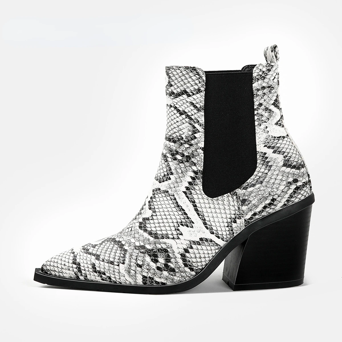 Autumn Winter Casual Western Cowboy Ankle Boots for Women Elastic Slip on Square Heels Short Cowgirl Booties Shoes Women Boots